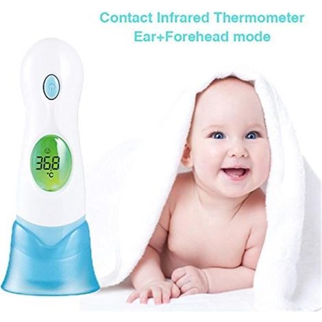 Thermomètre à l'oreille et au front et au thermomètre infrarouge avec alarme de fièvre - idéal pour bébés, enfants et adultes (1/4)