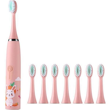 Brosse À Dents Électrique Sonique - Pour Enfants 2 À 15 Ans - Étanche - Minuterie 2 Min - Rappel Toutes Les 30 S - 8 Têtes De Brosse