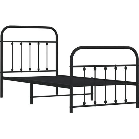 vidaXL Cadre de lit métal sans matelas avec pied de lit noir 90x190 cm (1/5)