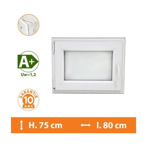 Fenêtre 1 Vantail Blanc - Tirant Gauche - H.75 x l.80 cm (1/4)