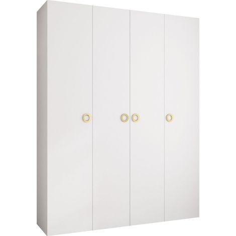 Armoire Hartford 554, Blanc, 246x190x52cm, Portes d'armoire: Avec des charnières, Nombre d'étagères: 12 (1/5)