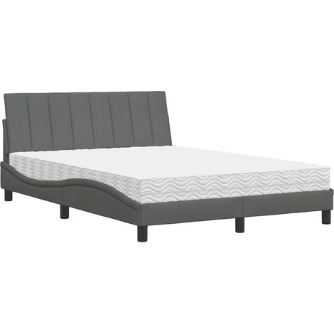 Bett mit Matratze "Hanko" Dunkelgrau 140x200 cm Stoff vidaXL (1/5)