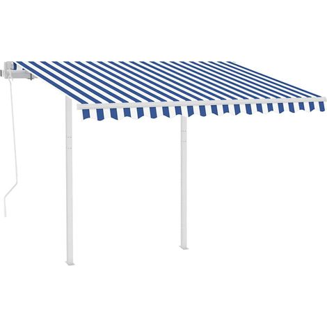 Maison Exclusive - Tenda da Sole Retrattile Automatica Pali 3,5x2,5 m Blu e Bianca (1/5)