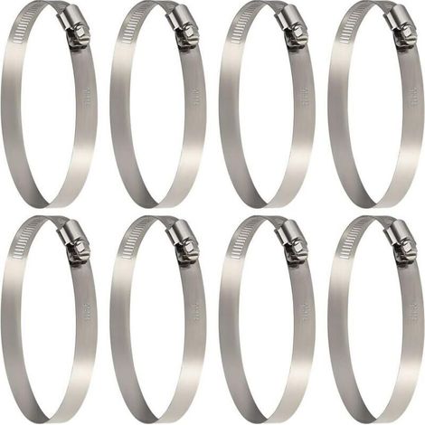 pcs Adjustable Stainless Steel Hose Clamps, 91-114 mm, Assorted Sizes for Securing Flexible Hoses and Hoses (1/5)