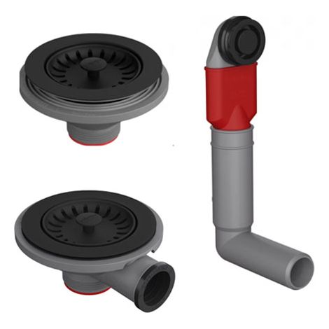 Vidage manuel noir mat pour éviers 1 cuve et demie ou deux cuves Antea (AZG), Maris (MRG 651 uniquement) Basis (BFG) et et Mythos (MTG)