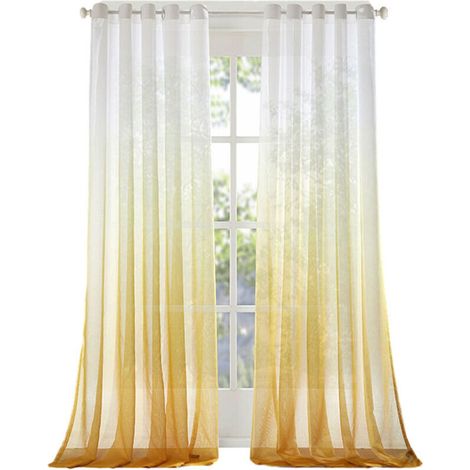 Rideau Dégradé Translucide - Tissu Mélange Lin et Rayon - Panneau Unique pour Décoration de Fenêtre