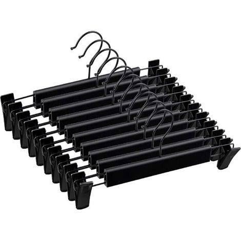 10 Pcs Cintres de Pantalon, Plastique et Métal Conception antidérapante, pour Jupes, Pantalons, Pantalons, Jeans (1/5)