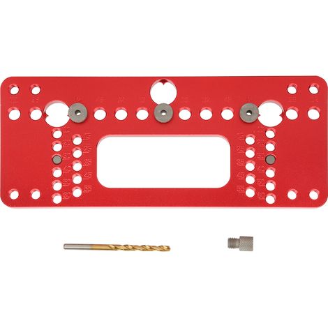 Guide de Perçage en Alliage d'Aluminium pour Poignées de Porte, Gabarit de Perçage Précis, Outil de Menuiserie Rouge 08610B (1/5)