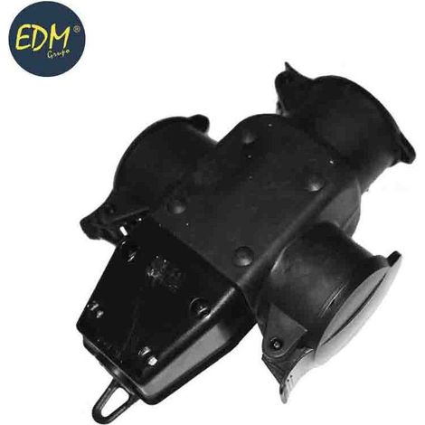 Tripla Antenna in Gomma t/tl 16A IP44 con Cappucci di Protezione EDM