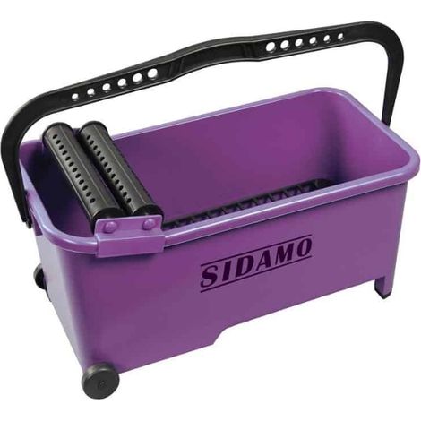 Sidamo – Bac de rincage 20L – Bac profond sur roues – 2 rouleaux pour essorage optimal – Pour taloche éponge