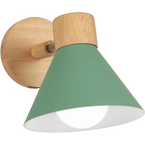 Appliques Murales Intérieur Moderne E27 Lampe Murale Industrielle Réglable Applique Murale Bois Applique Murale Décoration pour Chambre Salon Couloir Café, Ø18cm, Vert (1/4)