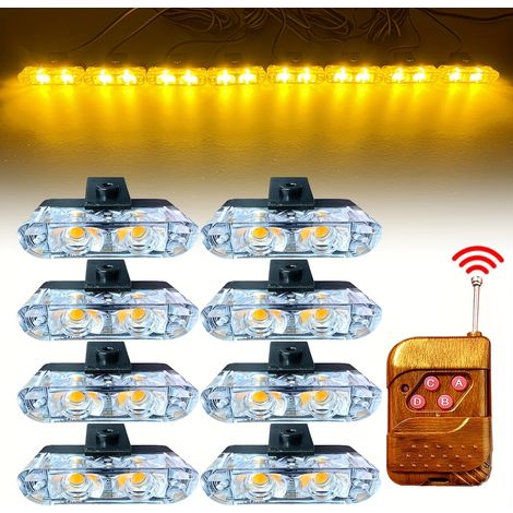 Lumière de voiture à télécommande sans fil 16 LED (2 LED x 8 pièces), lampe universelle pour calandre avant, pour décoration de camions, voitures et vans, 12V. (1/3)