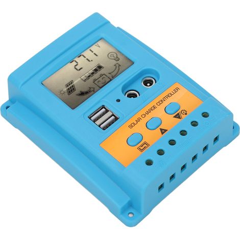 Solar-Laderegler 12V/24V mit automatischer Spannungserkennung, 2 USB-Anschlüsse, LCD-Display, hoher Wirkungsgrad für geschlossene Batterien, 50A (1/5)