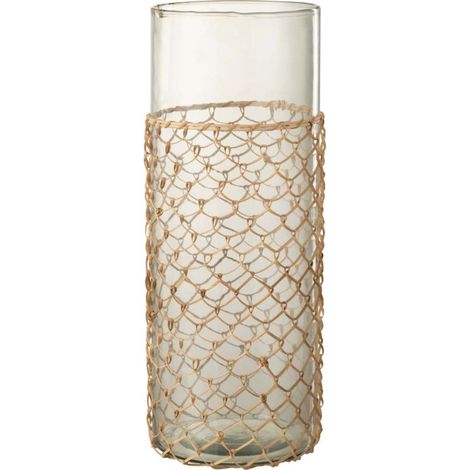Vase Design "Tricot" 42cm Transparent & Naturel (1/2)