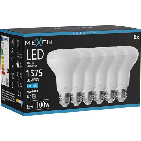 Mexen Nova 6x Ampoule LED E27, R80, 15W, Froid - 6500K, 1575 lm - L105-E27-1565-01x06 (1/5)