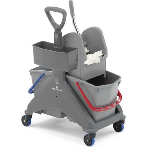 Chariot de lavage bi bac 2x15l sur roulettes avec presse et bac - DME - Chariots de lavage