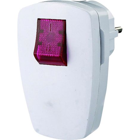 Abgewinkelter, abnehmbarer Stecker mit beleuchtetem Unischuko-Schalter, 250 V, 16 A, IP20, weiß / 40795