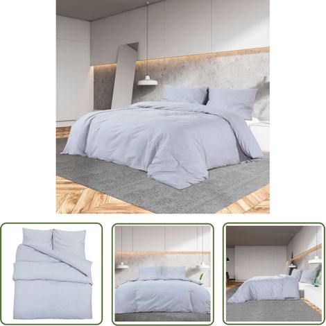 The Living Store Ensemble de housse de couette Gris 200x200 cm Microfibre légère - Housses De Couette - Literie - Drap Housse - Ensemble De Literie - Microfibre (1/5)