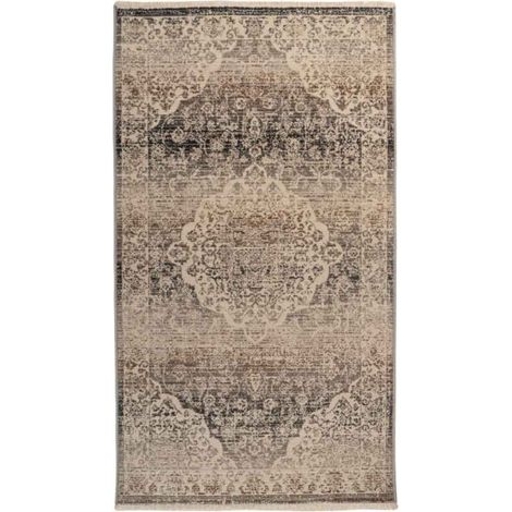 Tapis Tissé Oriental à Poils Plats "Charu III" Beige 80 x 150 cm (1/5)