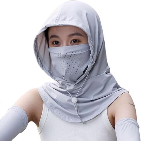 Passamontagna da donna con protezione UV, protezione per il collo e visiera, ideale per ciclismo, viaggi e attività all'aperto. (1/4)