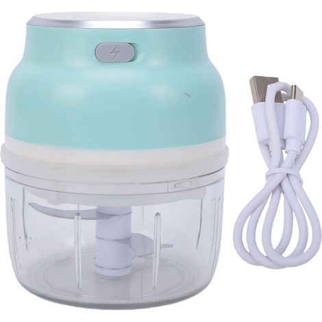 Hachoir à ail électrique USB de 150 ml, hachoir à viande sans fil, robot culinaire avec lumière LED, lames en acier inoxydable rechargeables pour la cuisine à domicile (1/5)