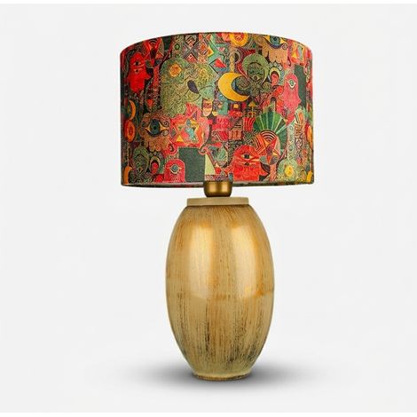 Dekorative Keramik- und Stofftischlampe (1/3)