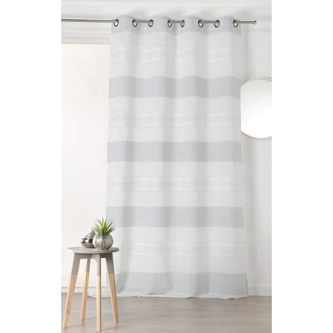 Voilage tendance à rayures grises verticales - 145x250cm - Gris (1/2)