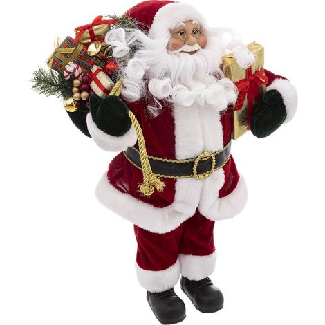 Père Noël traditionnel en velours rouge et fourrure blanche H 45 cm - Feeric Christmas