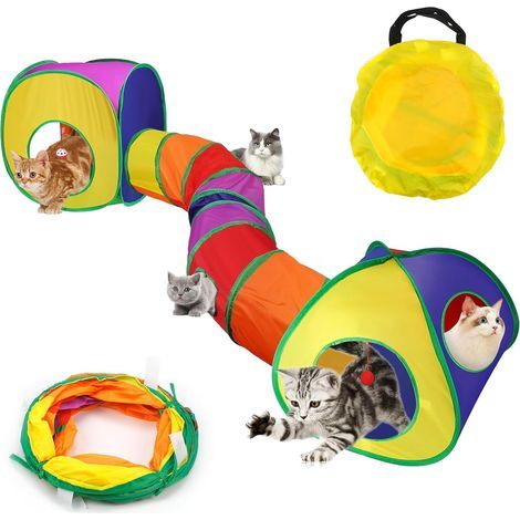 Set Foldable Cat Tunnel Tent Square Triangular Interactive Toy for Kitten Rabbit (1/5)