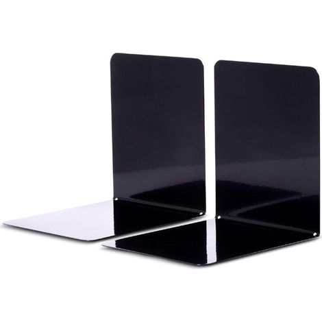 Bardusch-2 serre-livres métal noir 14x12x14cm robustes pour étagère et bureau (1/4)