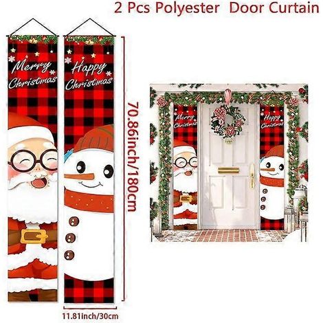 Décoration de porte de Noël - Bannière « Joyeux Noël » - Décoration murale - Ornement de Noël à suspendre - Cadeau de Bonne Année xS0321-403 (1/5)