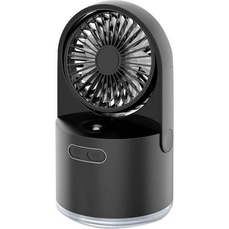 Mini ventilatore da tavolo, ventilatore USB portatile con funzione di nebulizzazione fredda, 3 velocità regolabili, luce notturna a 7 colori per casa, ufficio, esterni e viaggi (nero) (1/5)