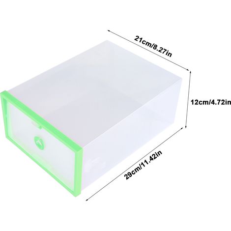 Transparente, faltbare Schuhbox aus Kunststoff mit Schublade, stapelbar, grün (1/5)