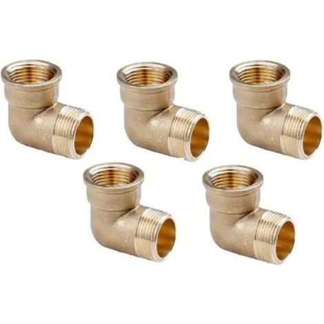 Set di 4 Gomito in ottone Maschio-Femmina 1'' Accessorio in ottone Aenor Curva filettata 1'' Unione per Tubi Irrigazione