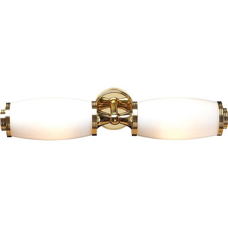 Elstead Eliot - 2 Licht Badezimmer Twin Wandleuchte Messing poliert IP44, G9 (1/5)