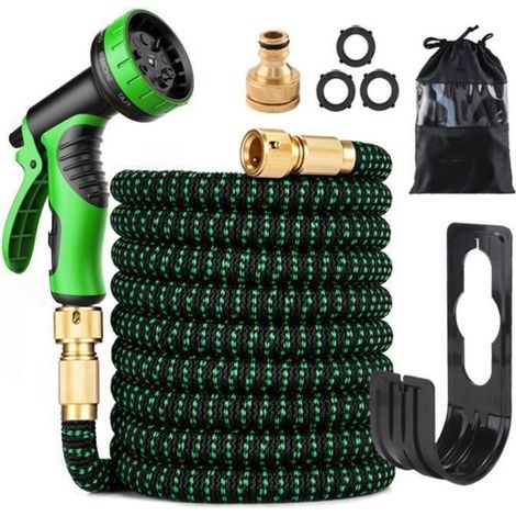Tuyau Arrosage Extensible 30m 100ft, Tuyau d'Arrosage avec Support et Pistolet Arrosage 10 Fonctions Tuyau Arrosage Retractable. (1/5)
