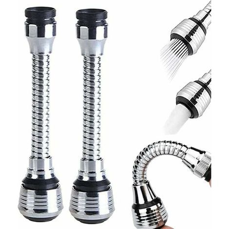 Ensemble de filtres de cuisine 2 pièces 360 degrés, extension de douche de robinet, buse de robinet d'évier de cuisine réglable en deux modes, convient aux éviers de cuisine, aux salles de bains (1/4)