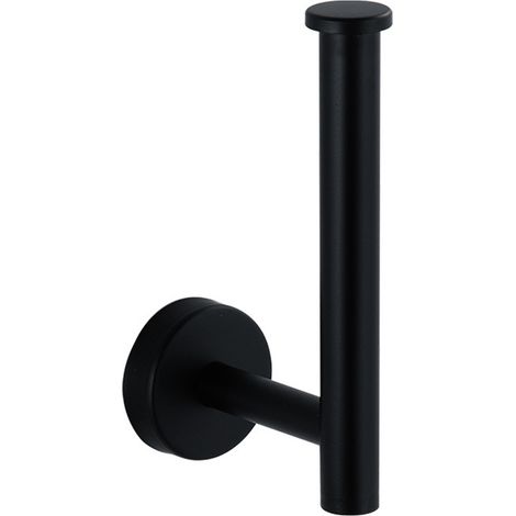 Porte-rouleau d'essuie-tout en acier inoxydable brossé noir mat, forme cylindrique, support mural suspendu pour cuisine et maison (1/5)