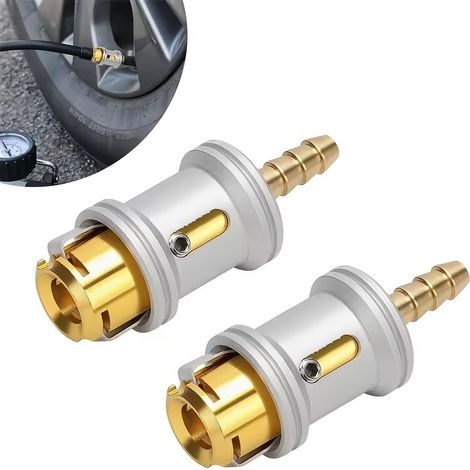 Juego de 2 clips conectores de latón macizo para bomba de aire de neumáticos, conector de inflado rápido para neumáticos de coche. (1/5)