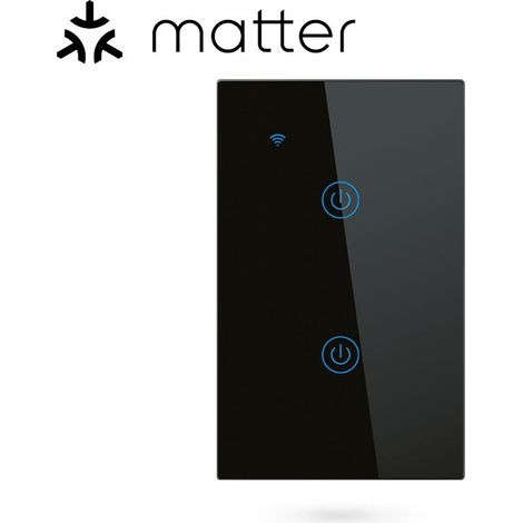 Tuya Interruttore per Luci Touch Nero Smart Matter WiFi Serie NovaTech Dimensione: 2 Pulsanti (1/5)