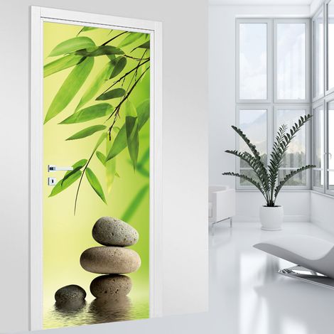 Stickers pour porte - Galets - 63 x 205 cm - Adhésif MAT (1/2)