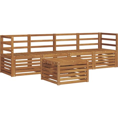 Set divani 5 pz Salotto da Giardino Naturale Legno di Acacia Massello (1/5)