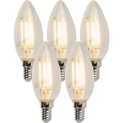 Set of 5 E14 Dimmable LED Candle Bulbs B35 5W 380LM 2700K