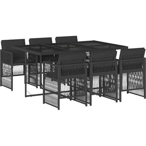 Maison Exclusive - 7-tlg. Garten-Essgruppe mit Kissen Schwarz Pol