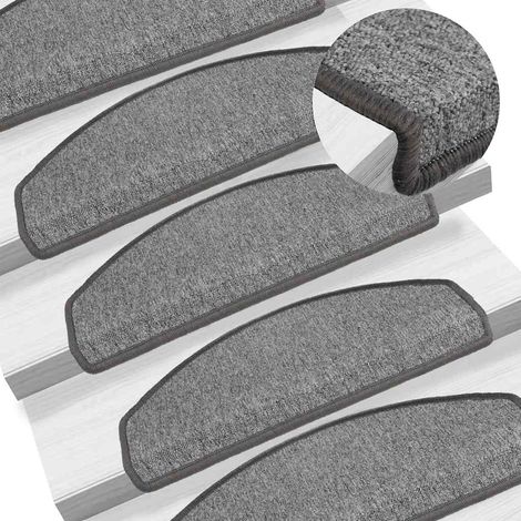 Marches d'escalier, lot de 10, 65 x 24 x 4 cm, gris foncé, semi-circulaires, grandes