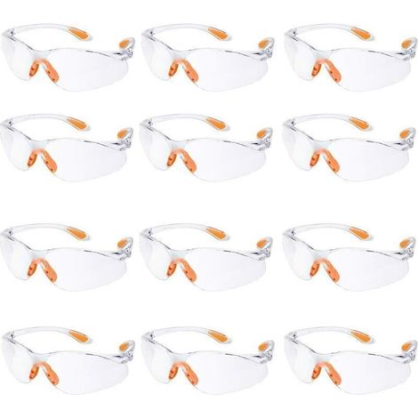 Lot de 12 Lunettes de Sécurité Transparentes Anti-Rayures avec Nez en Caoutchouc pour Chantier (1/4)