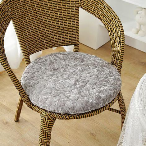 CCYKXA Generic Round Cushion 35x35 CM Grey-A, Velvet Chair Pad with Zipper, Washable and Non-Slip, Round Cushions for Garden Chairs, Dining Room, Kitchen, Office