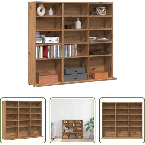 Rangement CD -  Armoire à CD chêne artisanal 100x23x89,5 cm bois d'ingénierie (1/5)