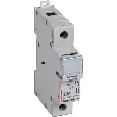 Coupe-circuit 1000V pour cartouche 10x38mm pour application photovoltaïque 20A 1 pôle protégé 1 module LEGRAND 414681 (1/2)