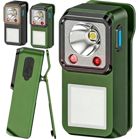 Mini lampe de poche EDC à clipser, rechargeable, 1200 lumens, mains libres avec détecteur de mouvement, six modes d'éclairage, lampe de poche magnétique pour camping, signalisation, inspection et